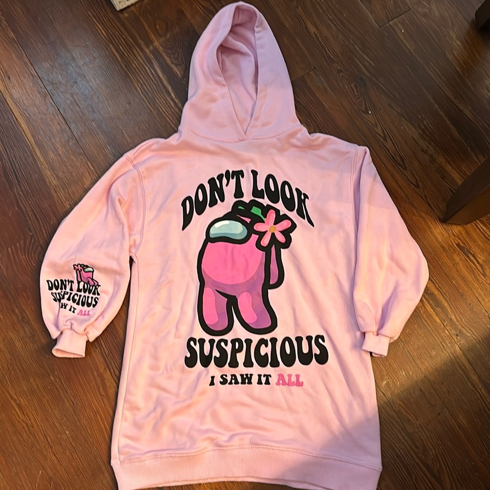 ZARA DONT LOOK SUSPICIOUS I SAW IT ALL HOODIE SWEATSHIRT SIZE 10